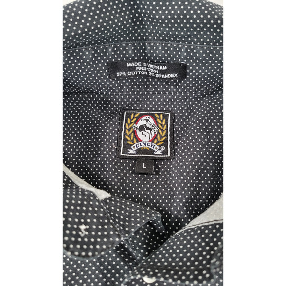 Cinch Men’s Large Black Micro Dot Western Shirt Long Sleeve Button Front - Picture 4 of 9